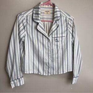 Gilly Hicks by Hollister Blue Striped Sleep Shirt Soft Satin Size Small EUC